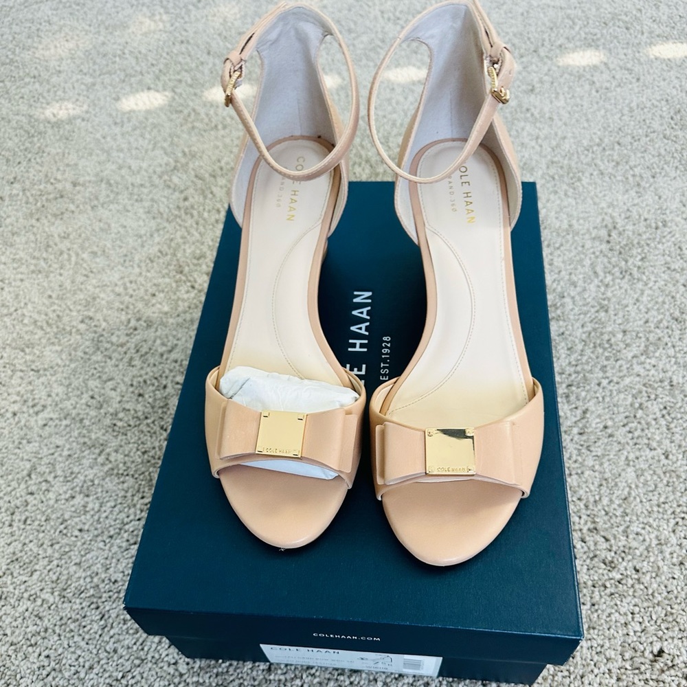 Rare and adorable. Cole Haan Tali leather strap wedges